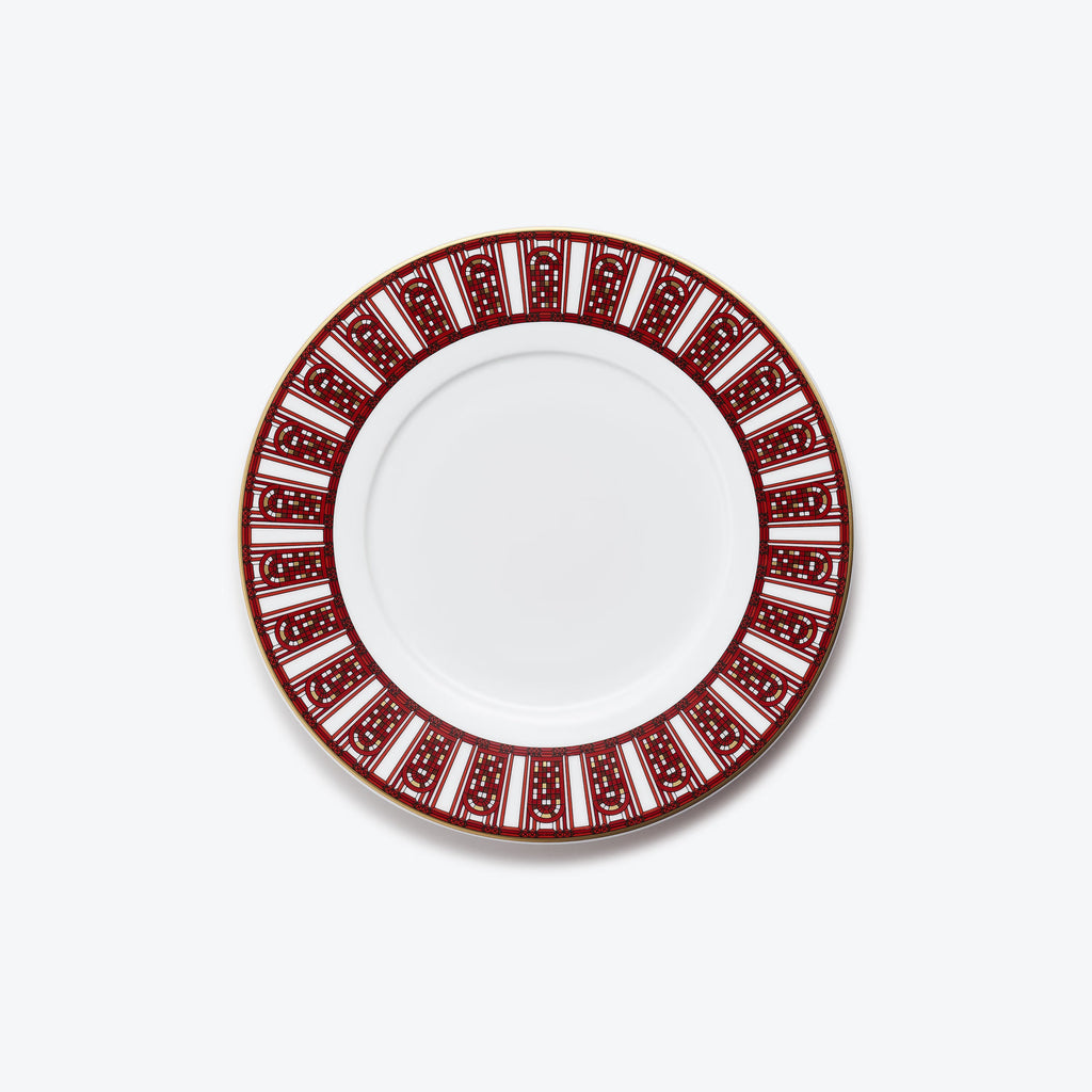 Red and gold geometric plate