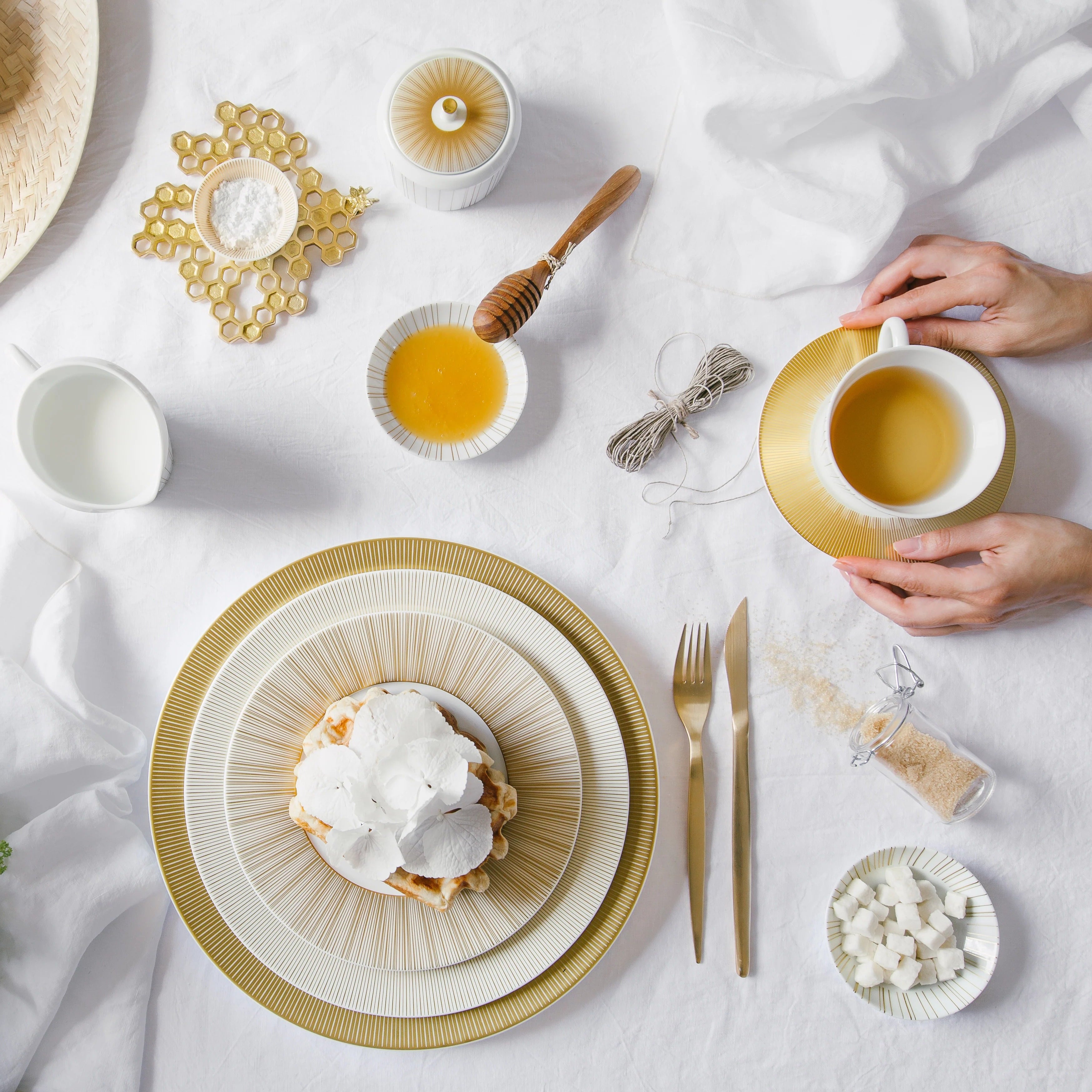 Striped bone china deep dish