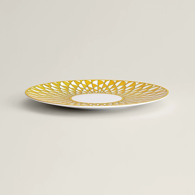 Sun-patterned ceramic dinner plate